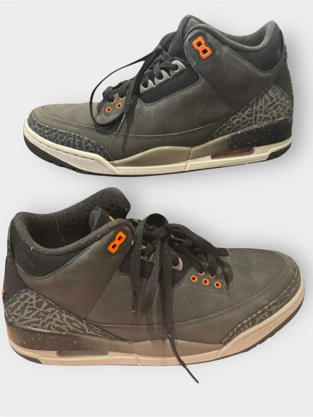 Air Jordan 3 Retro Fear Pack (2023) Gray Orange Men’s 9.5 Excellent Condition